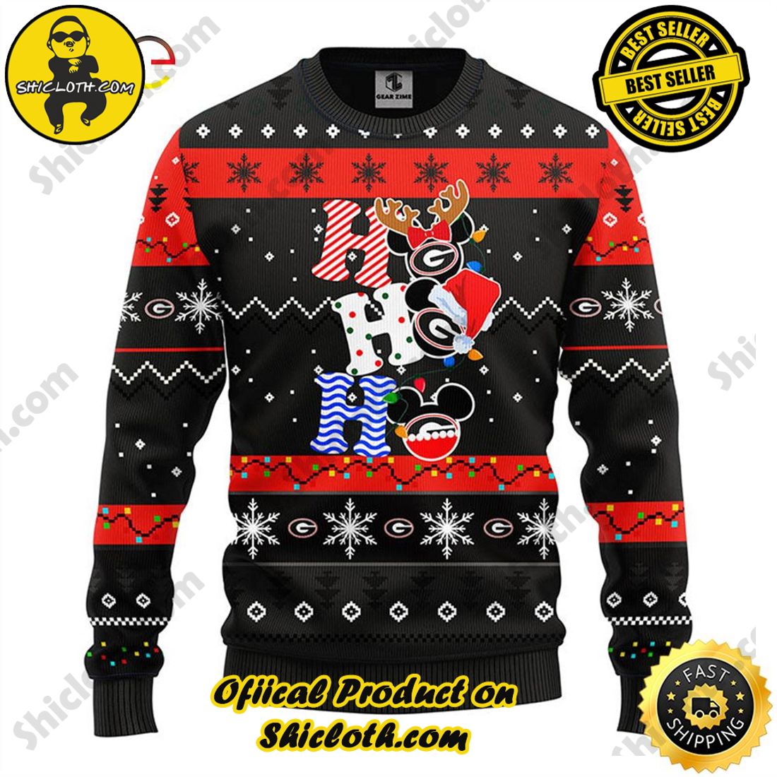 Hot Trending Shiclothshop's Sweaters - The Perfect Year-End Gift 12 Georgia Bulldogs Hohoho Mickey Christmas Ugly Sweater