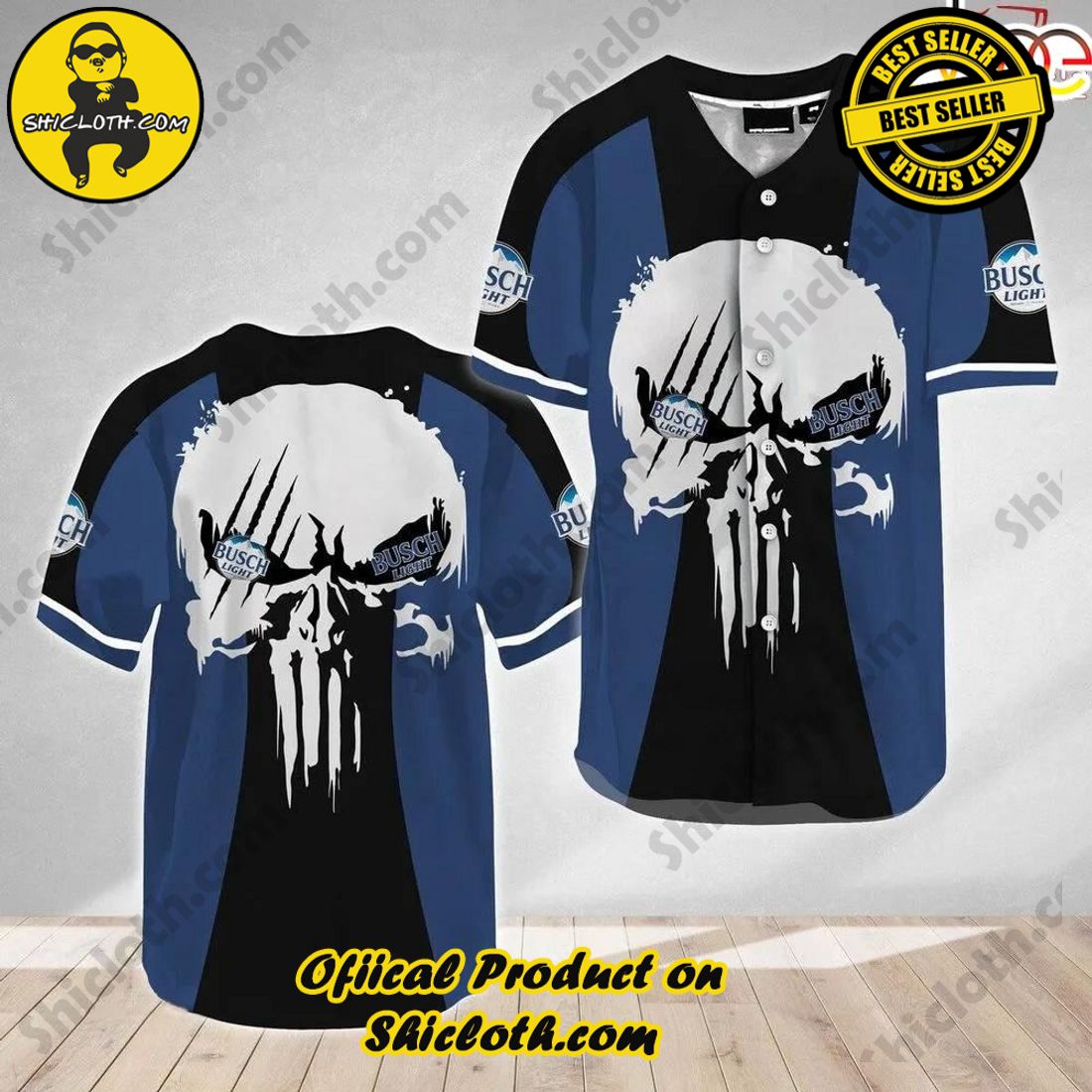 Shicloth's All-Star Baseball Jersey Shirt Collection 4 Ghost Head White Skull Busch Light Baseball Jersey