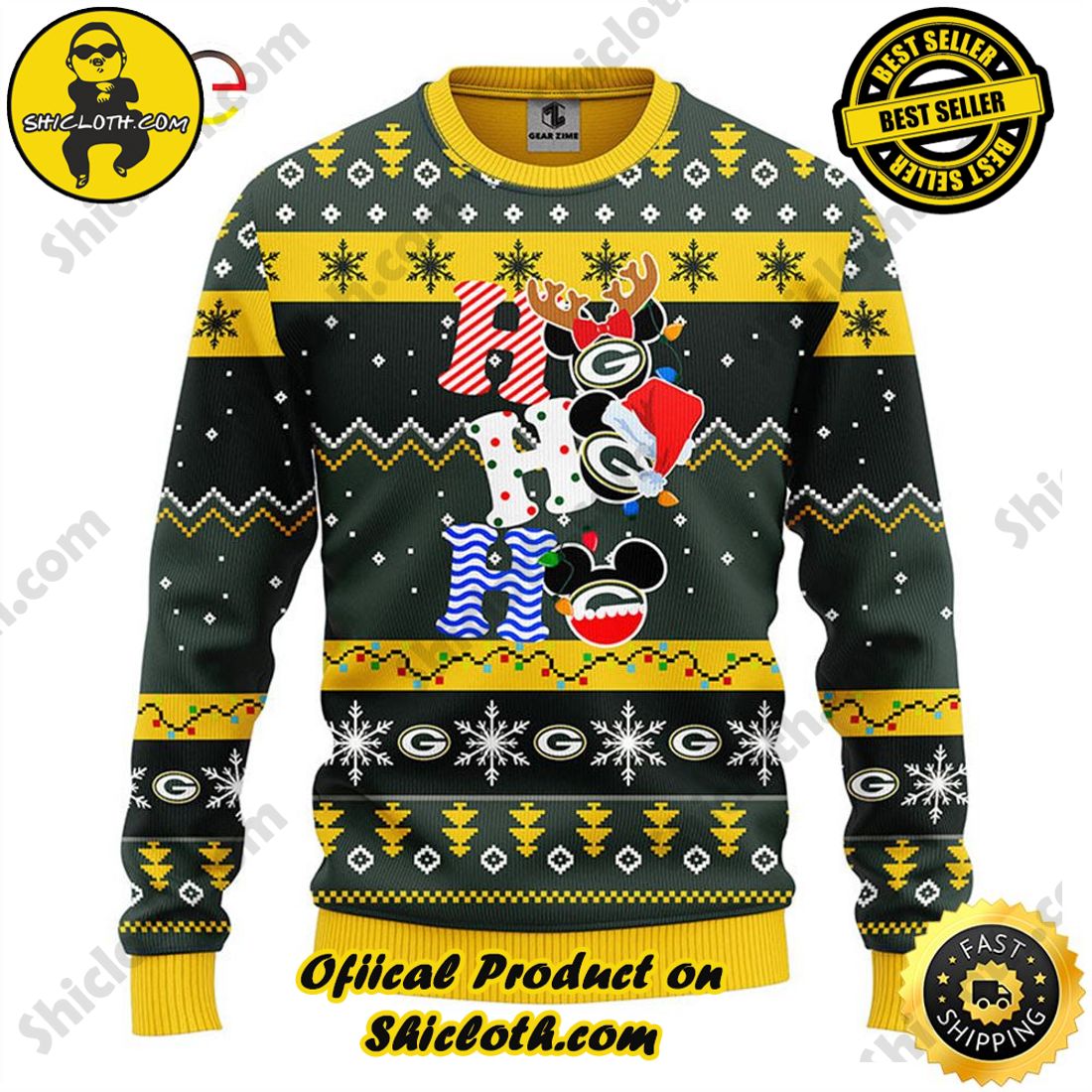 Green Bay Packers Christmas Reindeer Ugly Christmas Sweater