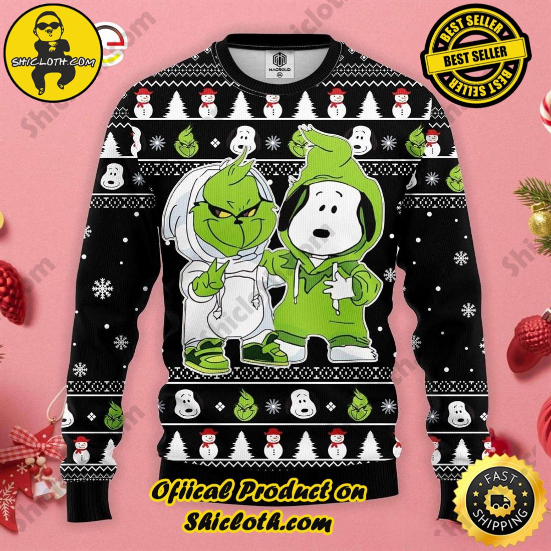 Shicloth Fashion Store's Sweaters - A Wonderful Gift for Friends and Family This Christmas Season 2 Grinch And Snoopy Merry Christmas Funny Xmas Sweaters