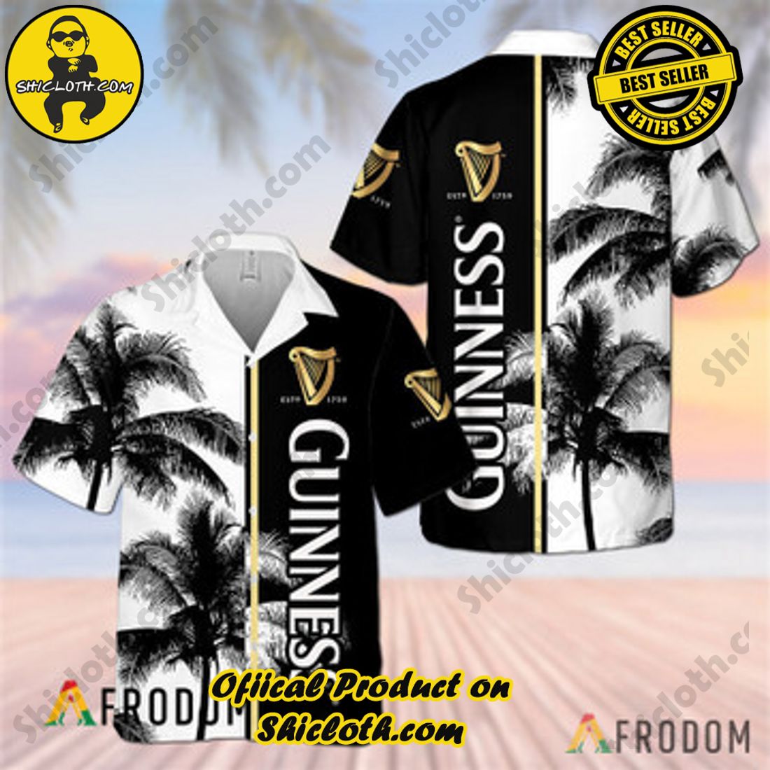 A Fantastic Gift for Summer Getaways: Shiclothshop's Hawaiian Shirts 8 Guinness Beer Tropical Coconut Trees Hawaiian Shirt