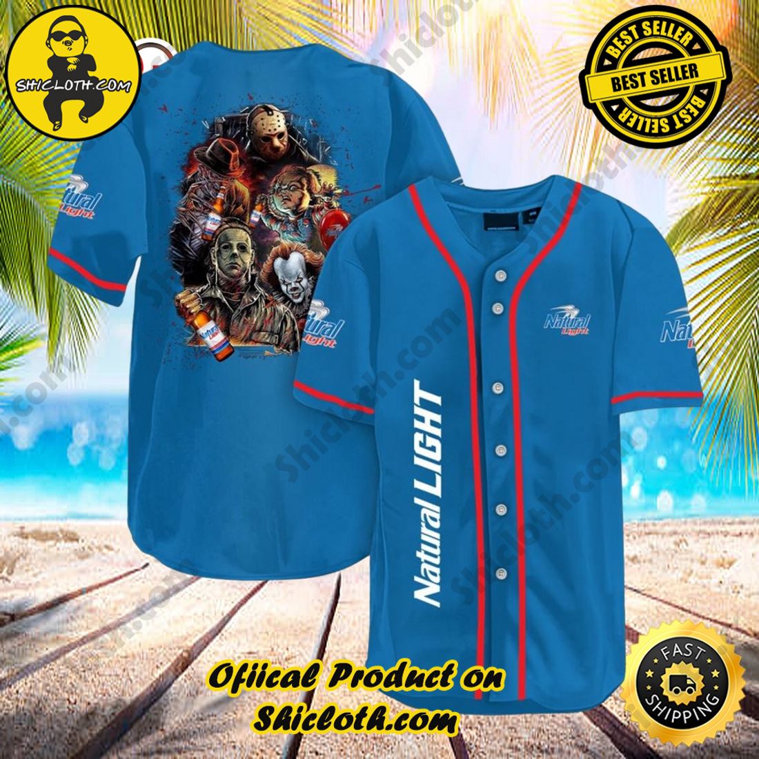 Hot trend:Shicloth's All-Star Baseball Jersey Shirt Collection 8 Halloween Horror Characters Natural Light Baseball Jersey Shirt
