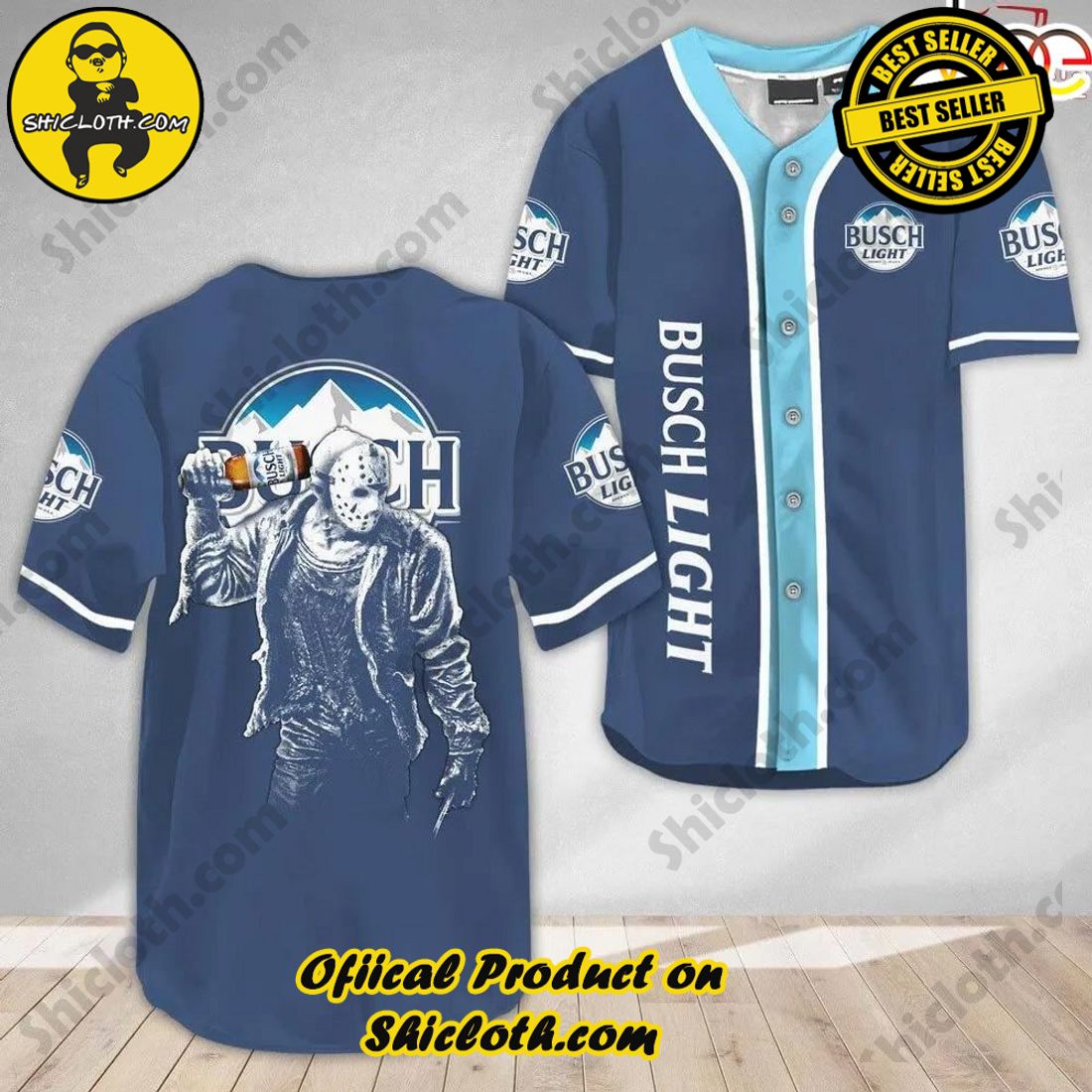 Shicloth's All-Star Baseball Jersey Shirt Collection 7 Horror Jason Voorhees Busch Light Baseball Jersey