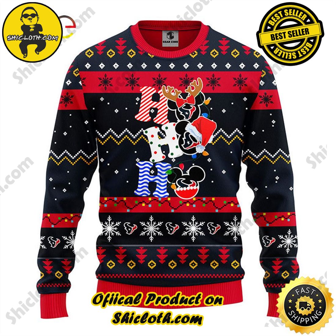 Hot Trending Shiclothshop's Sweaters - The Perfect Year-End Gift 15 Houston Texans HoHoHo Mickey Christmas Ugly Sweater