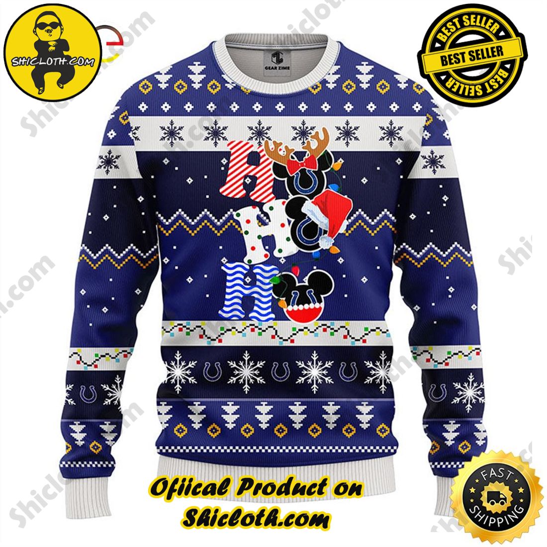 Hot Trending Shiclothshop's Sweaters - The Perfect Year-End Gift 17 Indianapolis Colts HoHoHo Mickey Christmas Ugly Sweater
