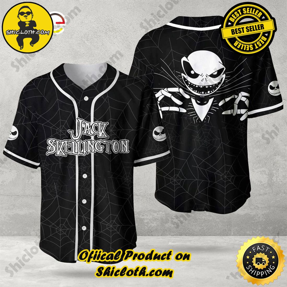 Jack Skellington Spider Baseball Jersey - Shicloth