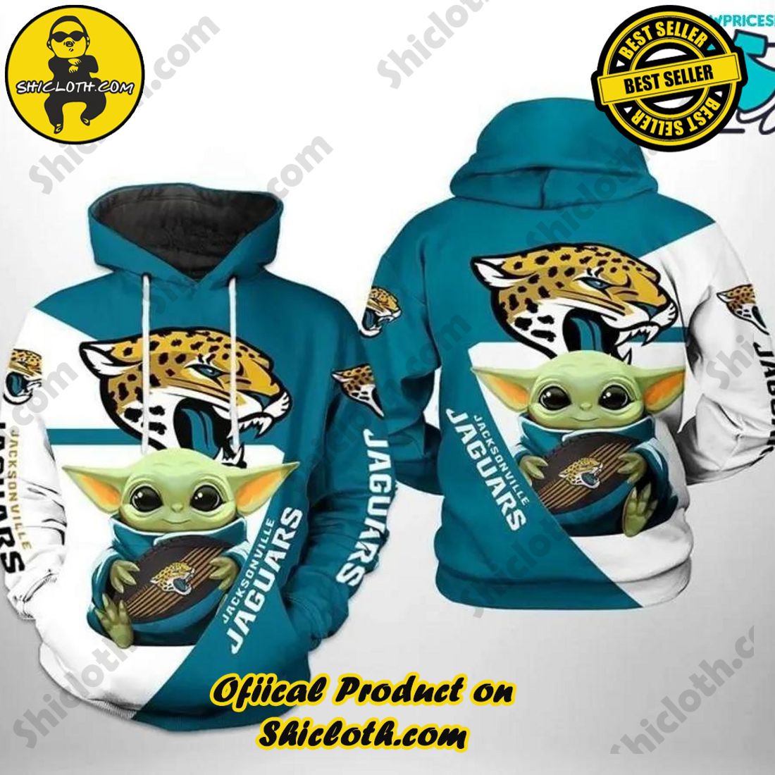 Pitbull 3D All Over Print Custom Hoodie For Men 4 Jacksonville Jaguars Baby Yoda NFL 3D Hoodie