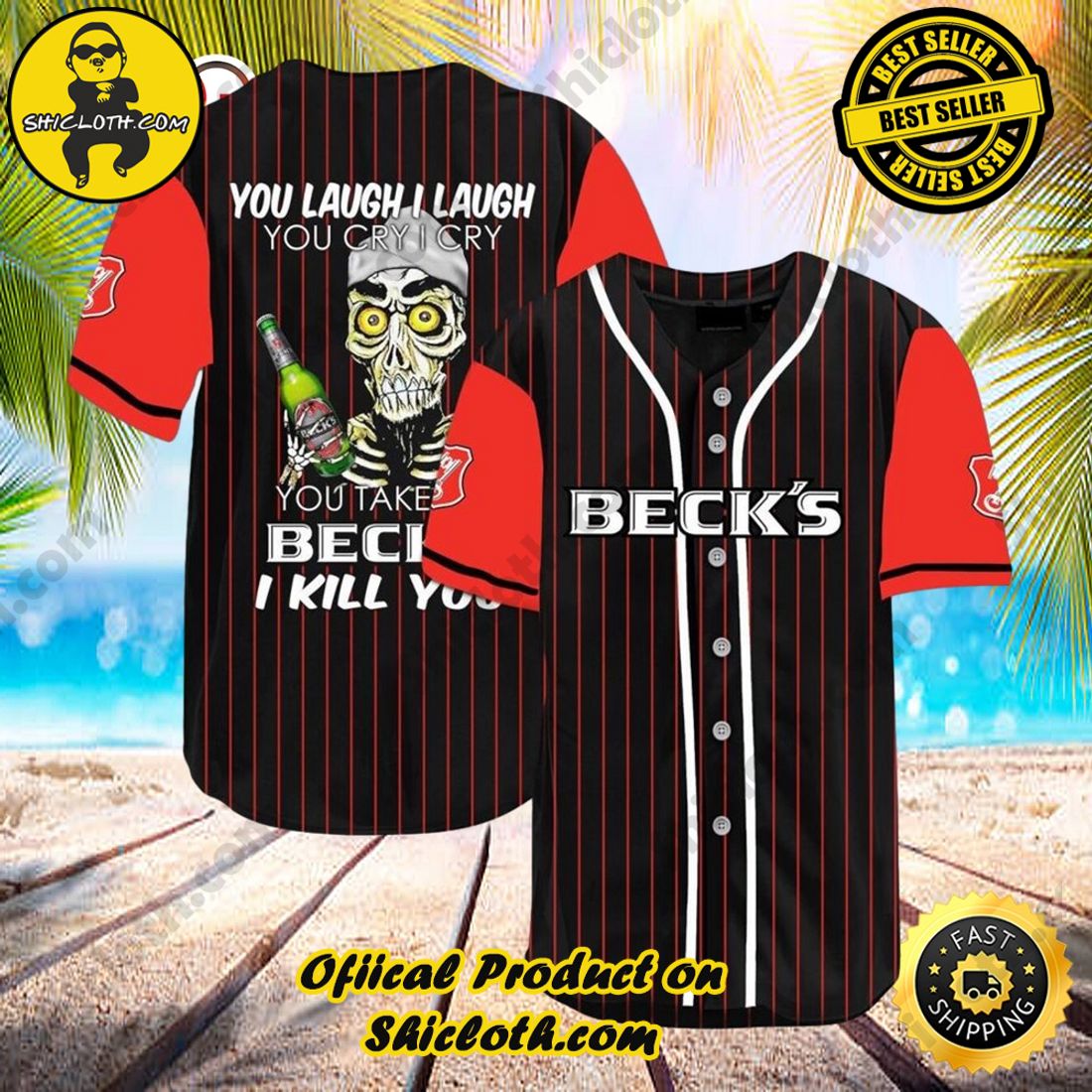 Hot trend:Shicloth's All-Star Baseball Jersey Shirt Collection 18 Laugh Cry Take My Becks Beer I Kill You Halloween Baseball Jersey Shirt