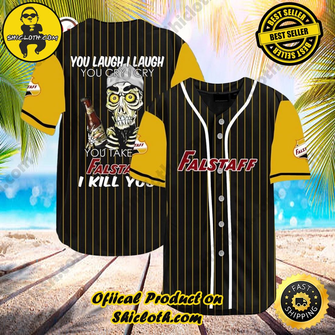 Hot trend:Shicloth's All-Star Baseball Jersey Shirt Collection 19 Laugh Cry Take My Falstaff Beer I Kill You Halloween Baseball Jersey Shirt
