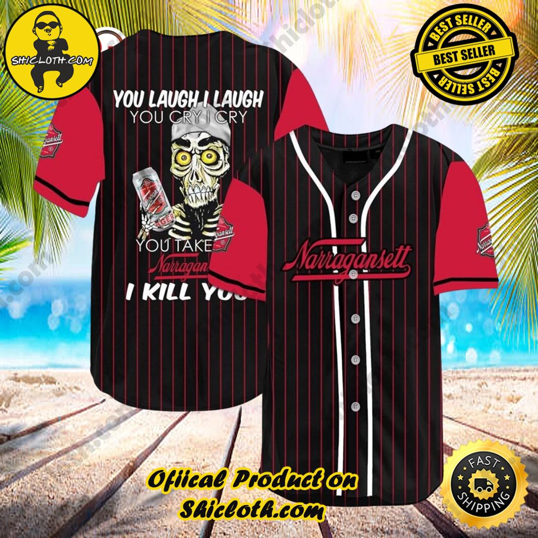 Hot trend:Shicloth's All-Star Baseball Jersey Shirt Collection 21 Laugh Cry Take My Narragansett Beer I Kill You Halloween Baseball Jersey Shirt