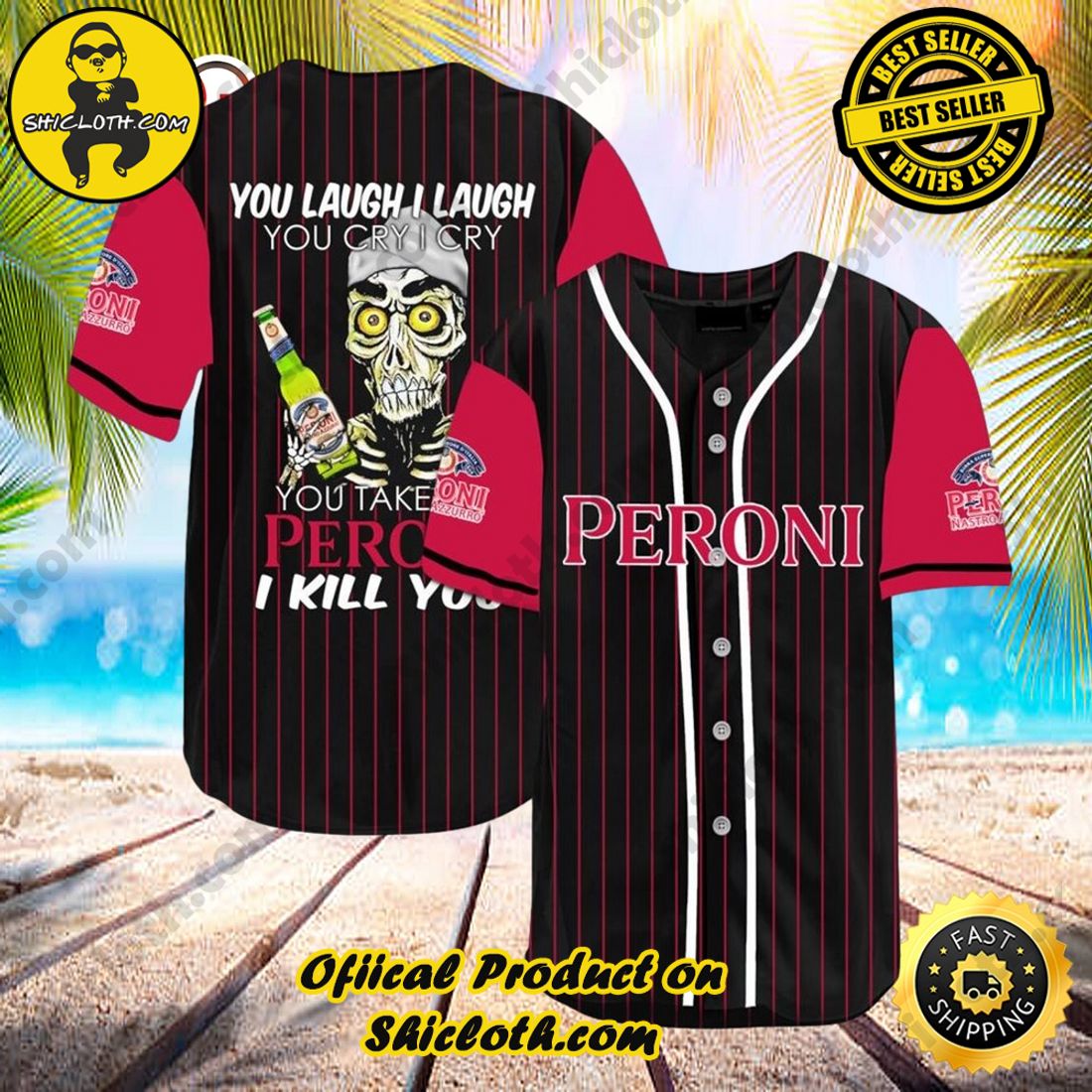 Hot trend:Shicloth's All-Star Baseball Jersey Shirt Collection 23 Laugh Cry Take My Peroni Beer I Kill You Halloween Baseball Jersey Shirt