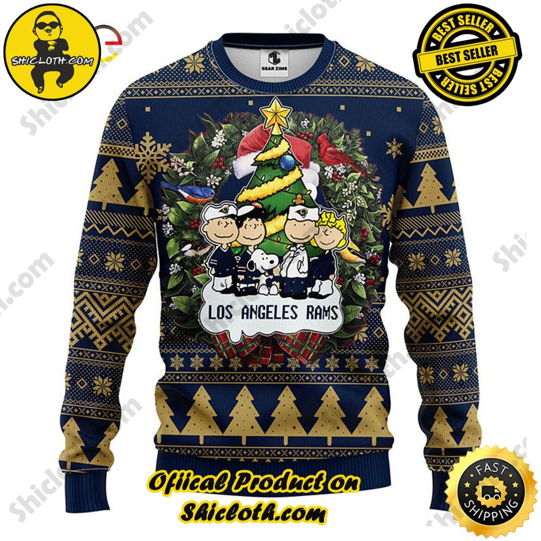 Shicloth Fashion Store's Sweaters - A Wonderful Gift for Friends and Family This Christmas Season 7 Los Angeles Rams Snoopy Dog Christmas Ugly Sweater