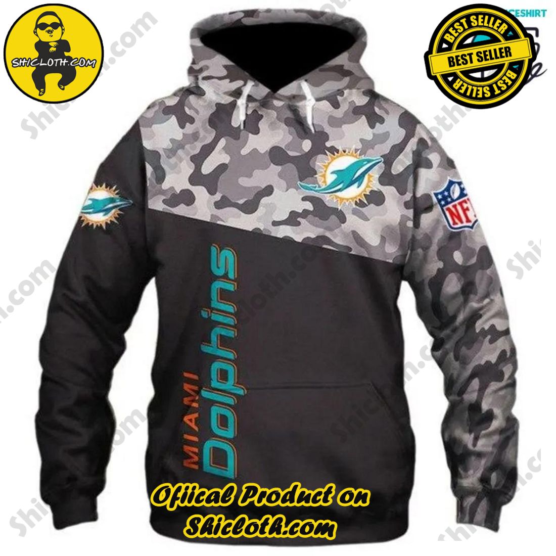 Miami Dolphins Logo Camo Football 3D Hoodie Nfl 3D Sweatshirt - Best Seller  Shirts Design In Usa