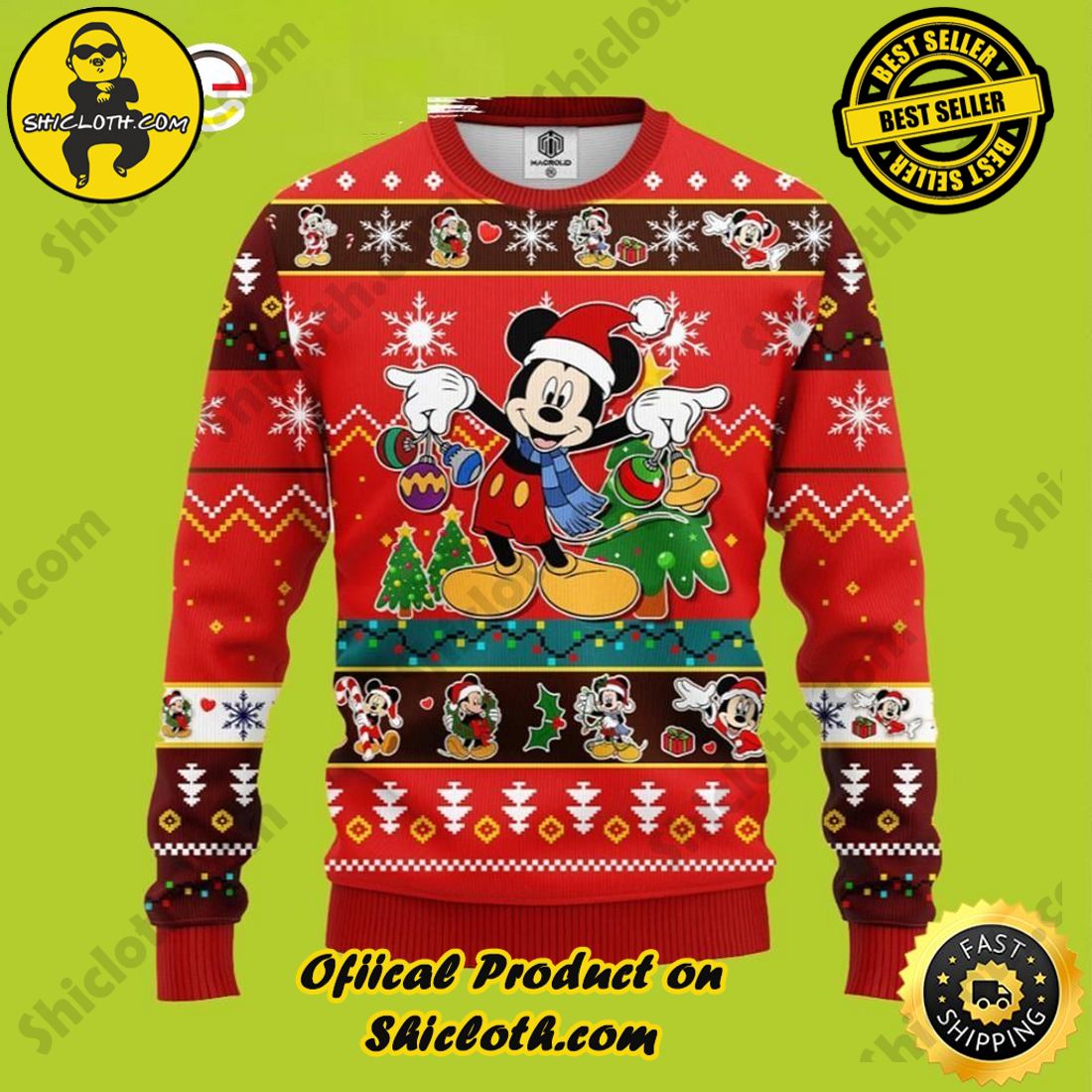 Mickey Mouse Playing Philadelphia Eagles Disney Ugly Christmas Sweater