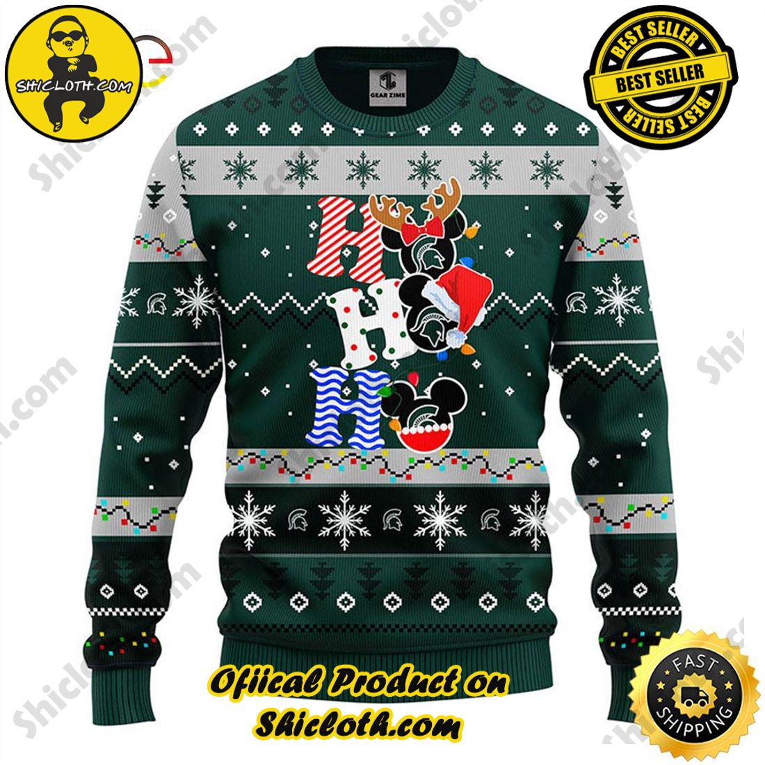 Hot Trending Shiclothshop's Sweaters - The Perfect Year-End Gift 30 Michigan State Spartans Hohoho Mickey Ugly Sweater