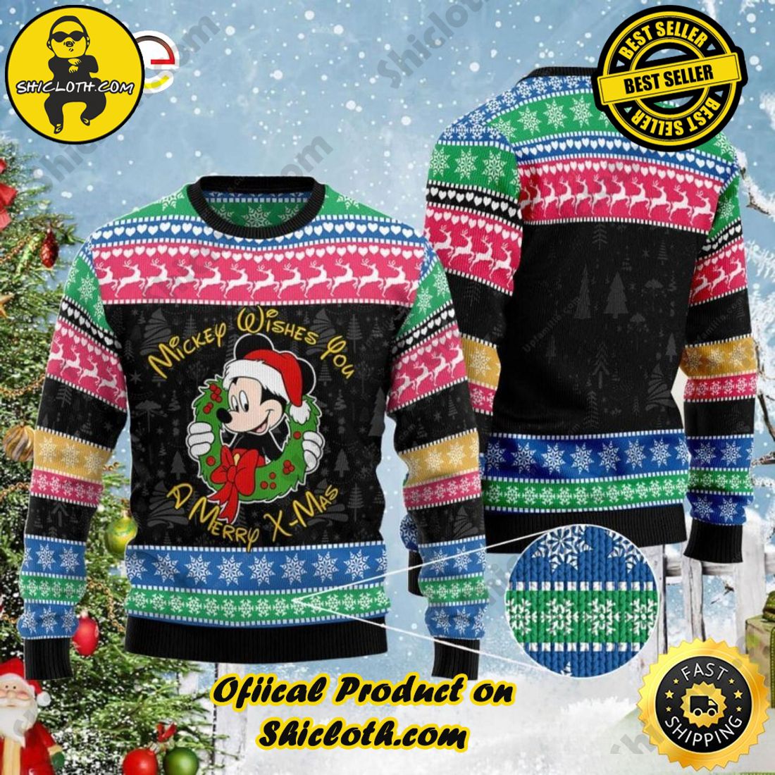 Hot Hot Hot Christmas Bestseller: Sweaters from Shiclothshop 3 Mickey Wishes You A Merry Xmas Disney Ugly Christmas Sweater