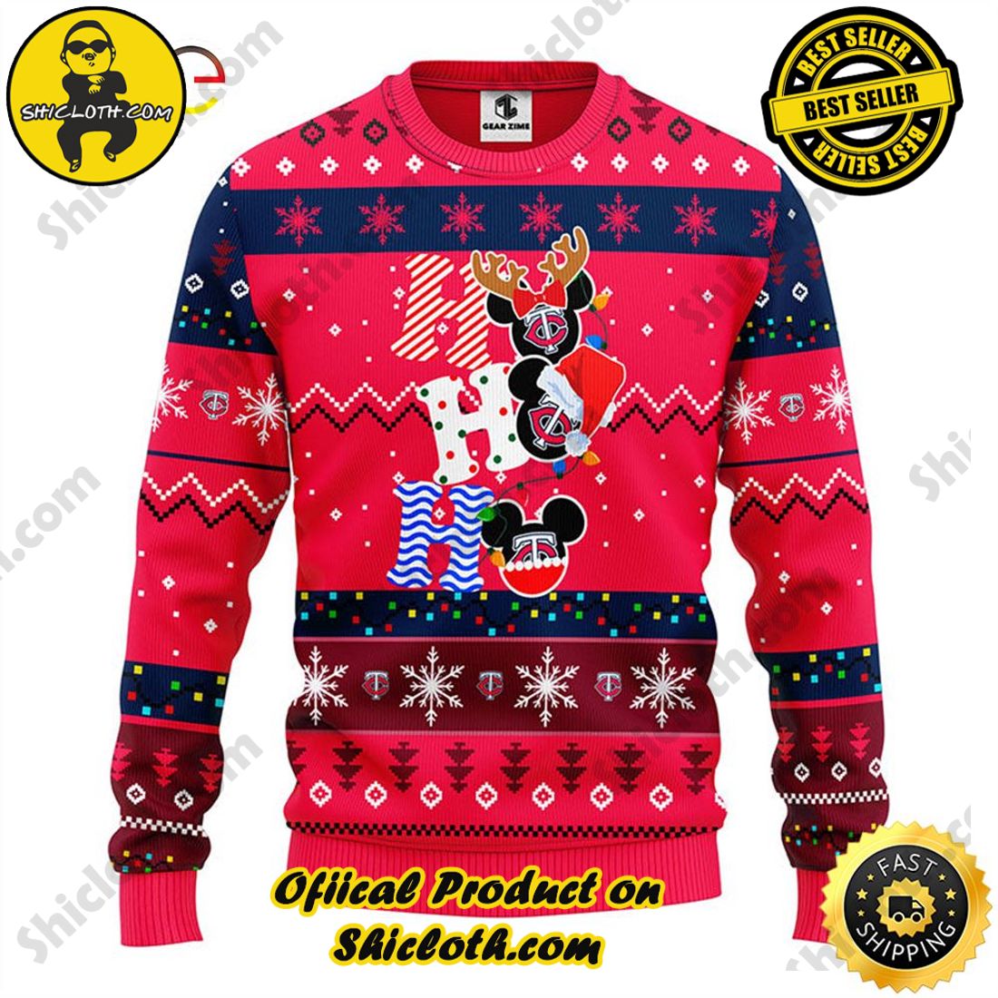 Hot Hot Hot Christmas Bestseller: Sweaters from Shiclothshop 4 Minnesota Twins Hohoho Mickey Christmas Ugly Sweater