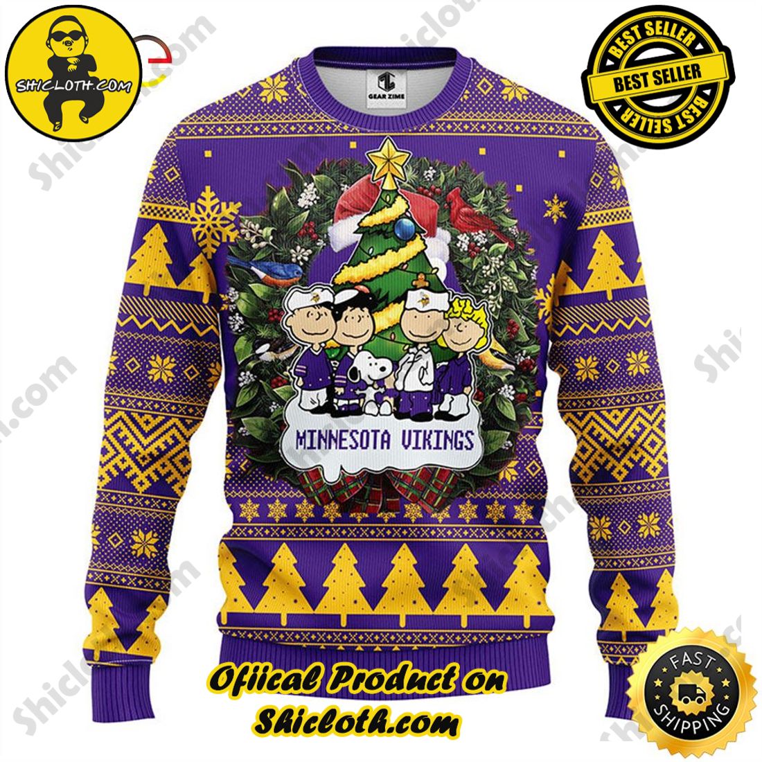 Shicloth Fashion Store's Sweaters - A Wonderful Gift for Friends and Family This Christmas Season 10 Minnesota Vikings Snoopy Dog 3D Christmas Ugly Sweater