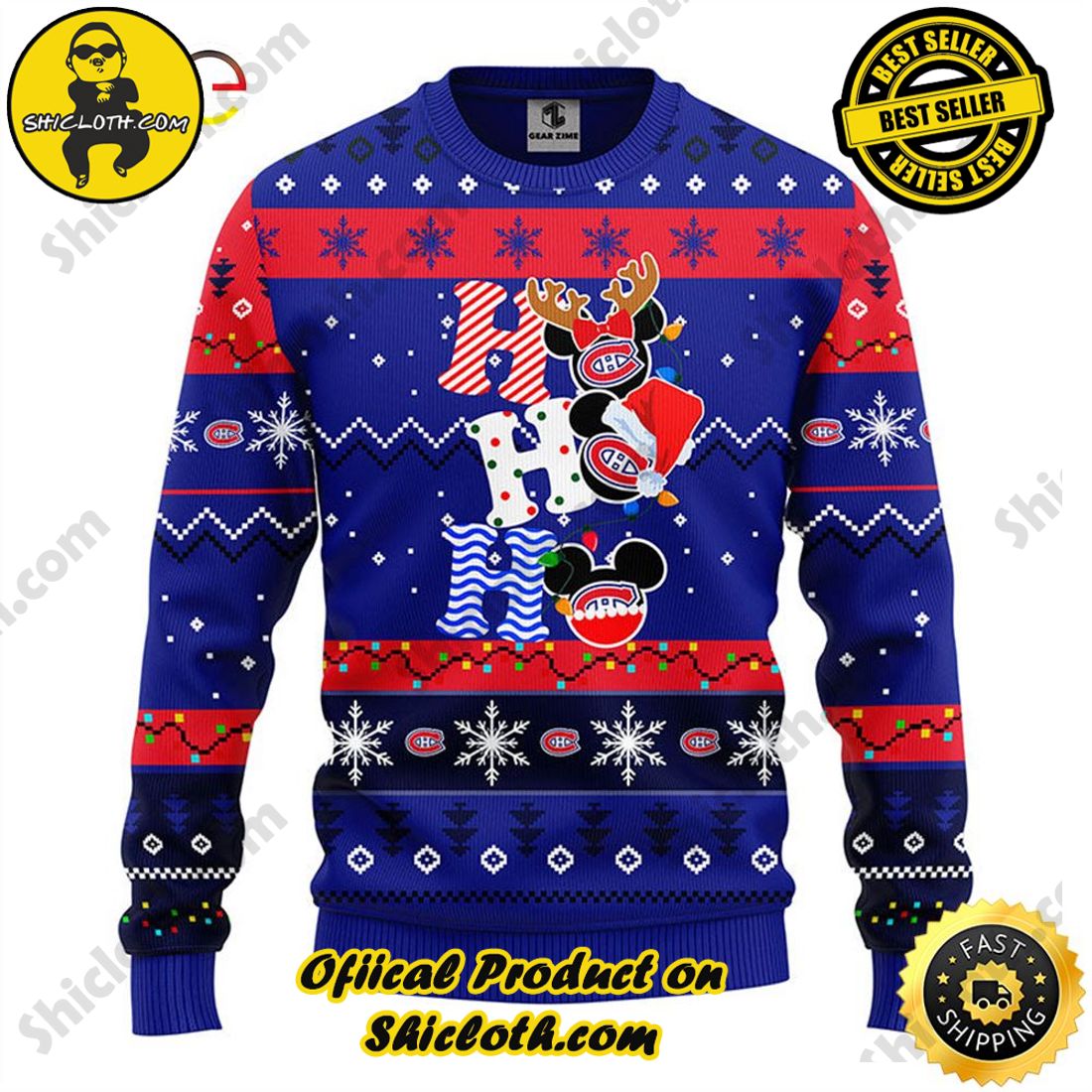 Hot Hot Hot Christmas Bestseller: Sweaters from Shiclothshop 8 Montreal Canadians Hohoho Mickey Christmas Ugly Sweater