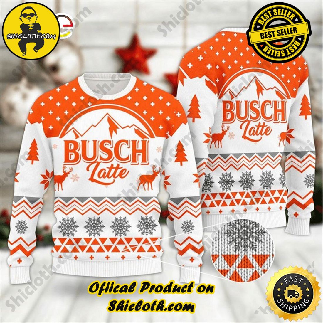 Hot Hot Hot Bestseller: Sweaters from Shiclothshop 6 Mountain Busch Latte Christmas Ugly Beer Sweater