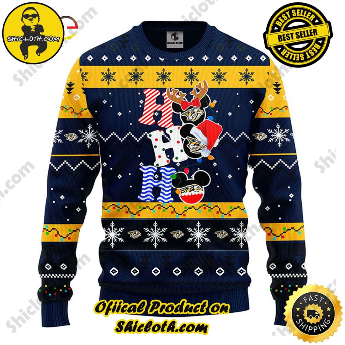 Hot Hot Hot Christmas Bestseller: Sweaters from Shiclothshop 9 Nashville Predators Hohoho Mickey Christmas Ugly Sweater