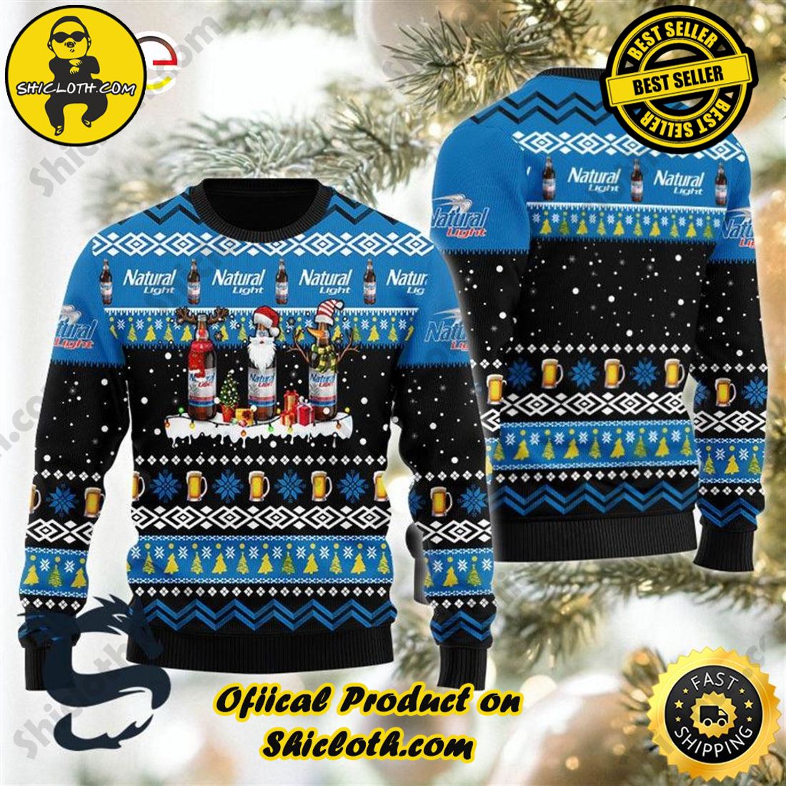 Hot Hot Hot Bestseller: Sweaters from Shiclothshop 9 Natural Light Santa Reindeer Snowflake Ugly Christmas Beer Sweater