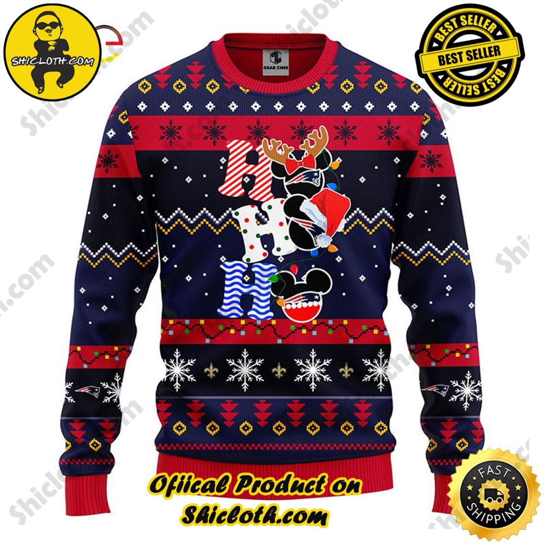 Hot Hot Hot Christmas Bestseller: Sweaters from Shiclothshop 10 New England Patriots HoHoHo Mickey Christmas Ugly Sweater