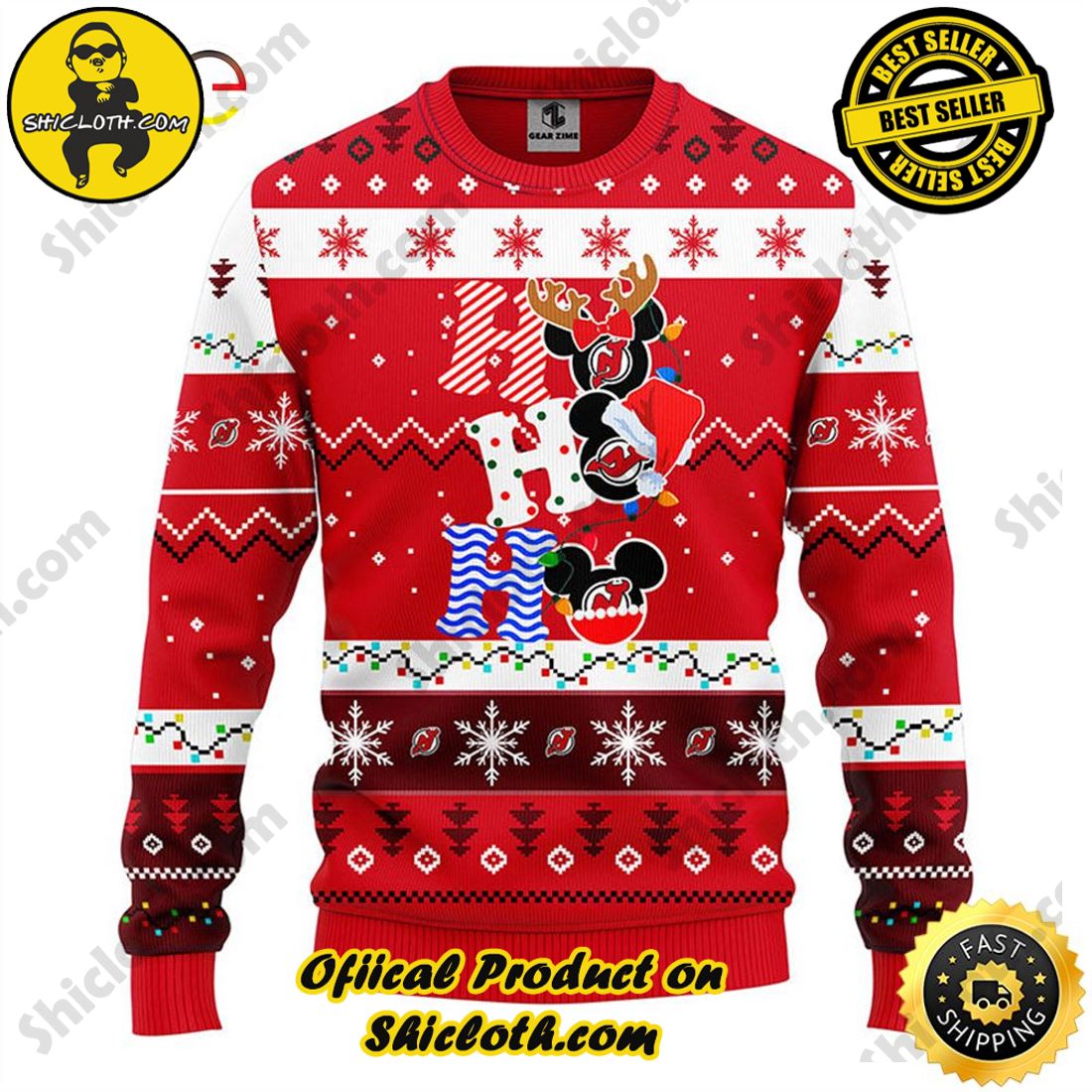 Hot Hot Hot Christmas Bestseller: Sweaters from Shiclothshop 11 New Jersey Devils Hohoho Mickey Christmas Ugly Sweater