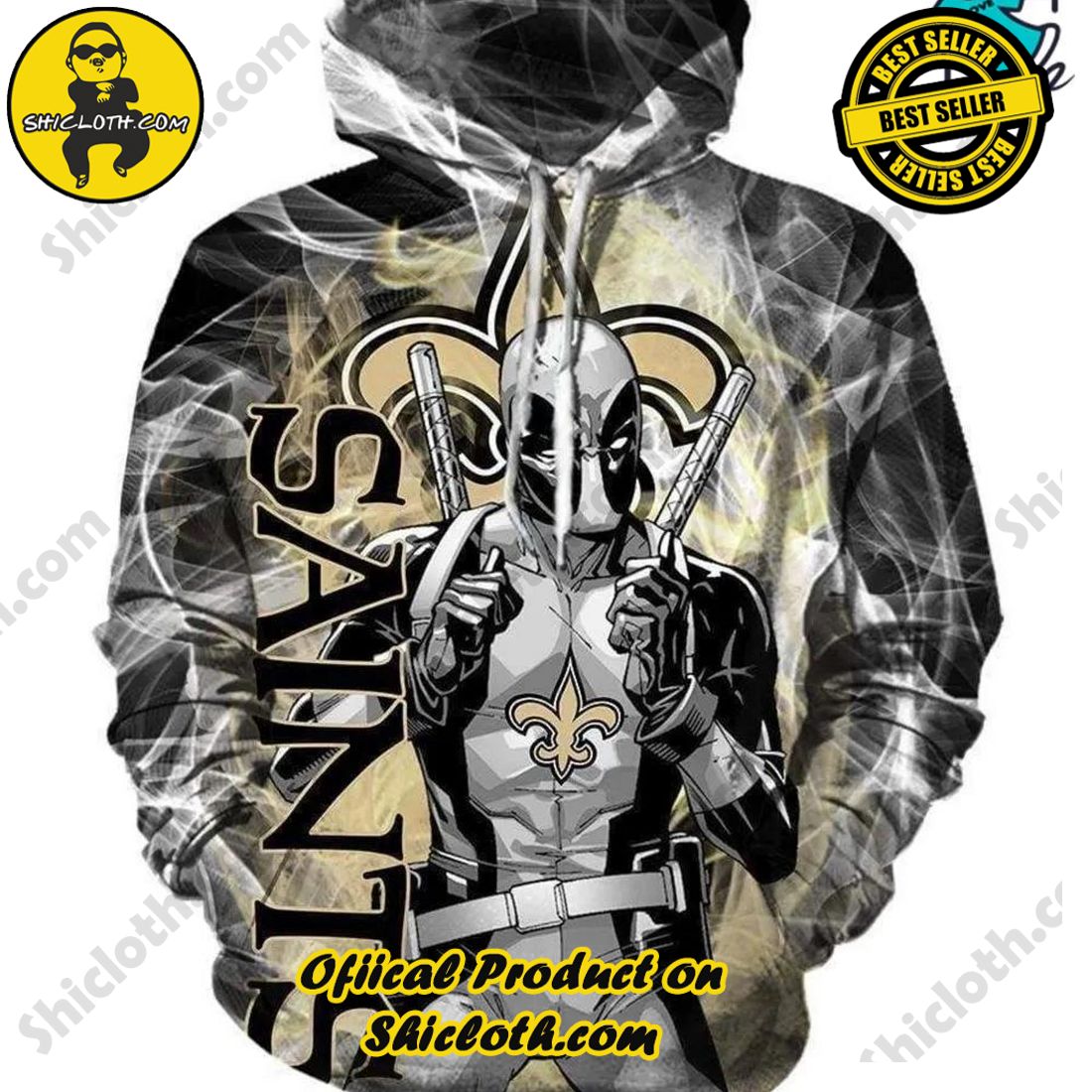New Orleans Saints Deadpool NFL 3D Hoodie