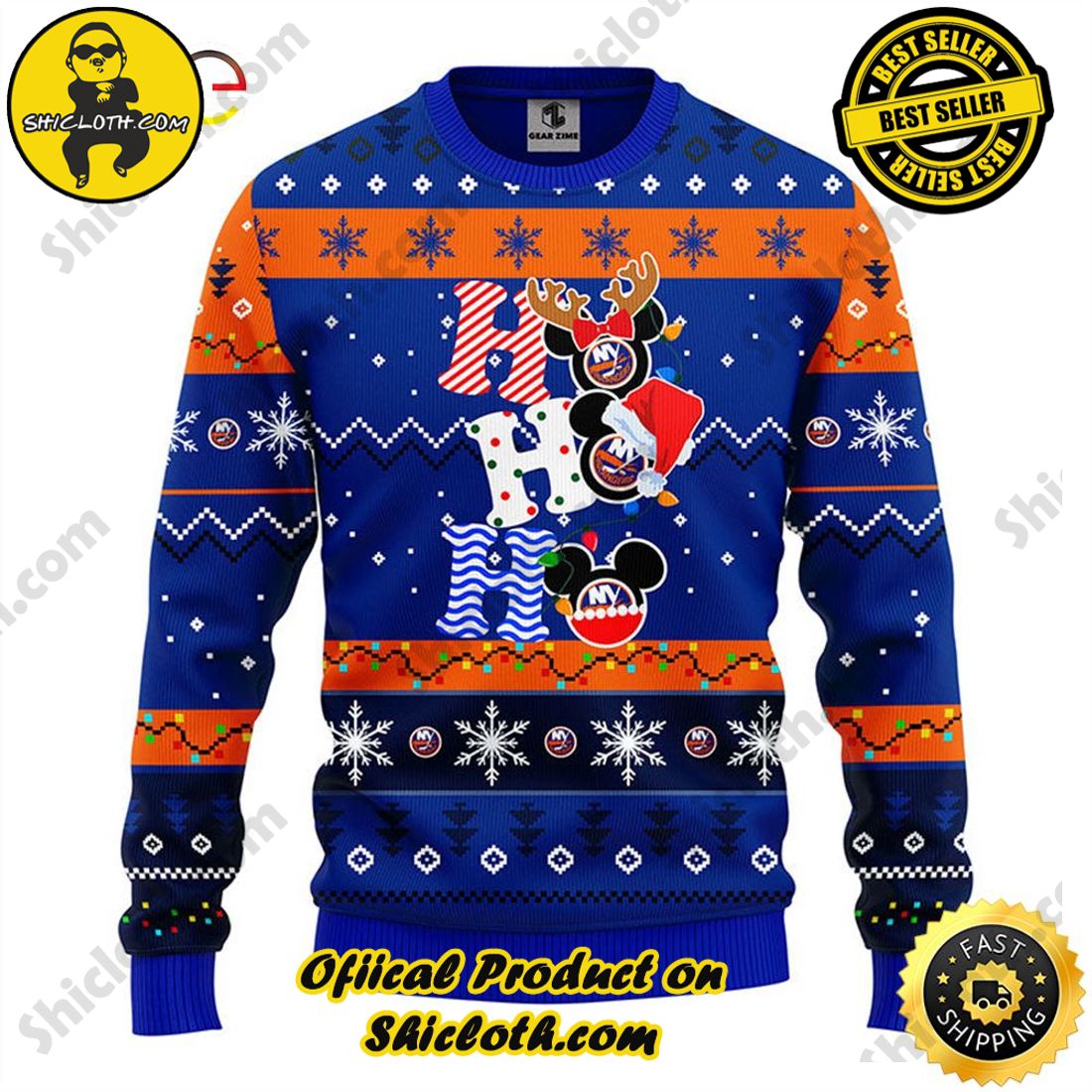 Hot Hot Hot Christmas Bestseller: Sweaters from Shiclothshop 14 New York Islanders Hohoho Mickey Christmas Ugly Sweater