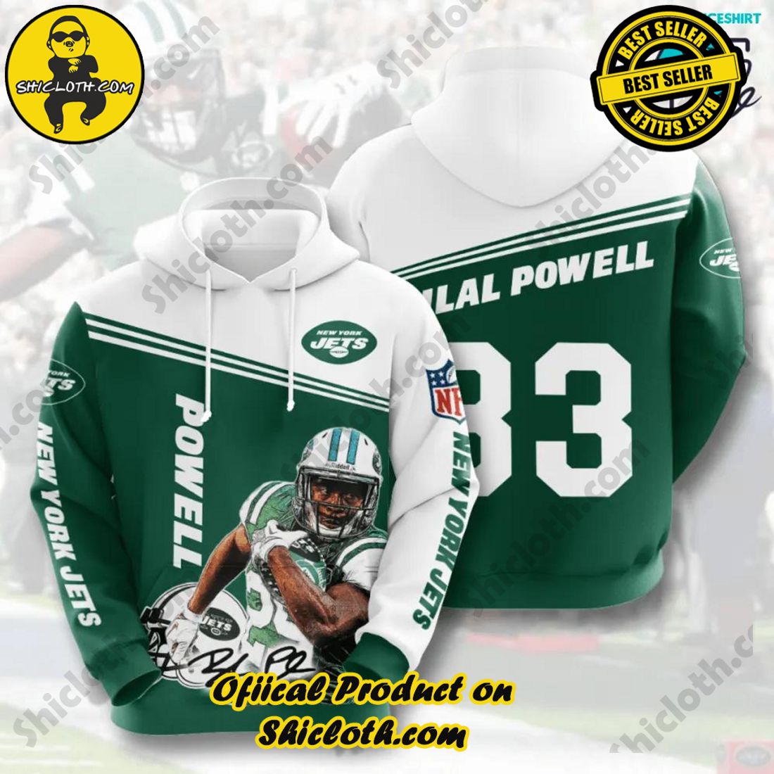 New York Jets Bilal Powel NFL 3D Hoodie