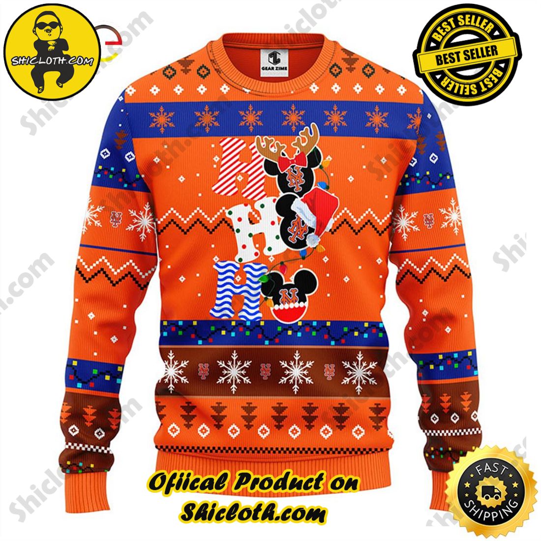 Hot Hot Hot Christmas Bestseller: Sweaters from Shiclothshop 15 New York Mets Hohoho Mickey Christmas Ugly Sweater