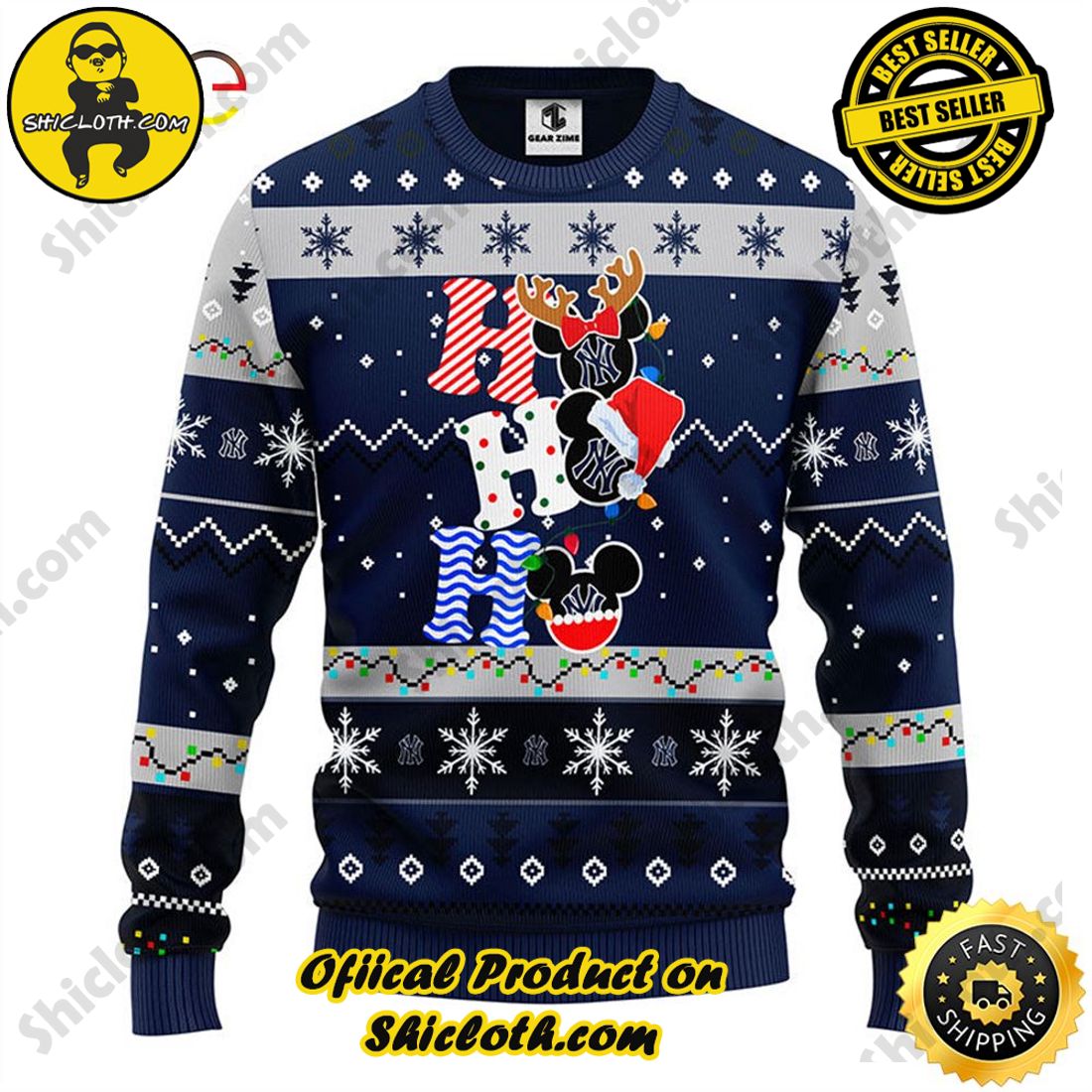 New York Giants HoHoHo Mickey Christmas Ugly Sweater –