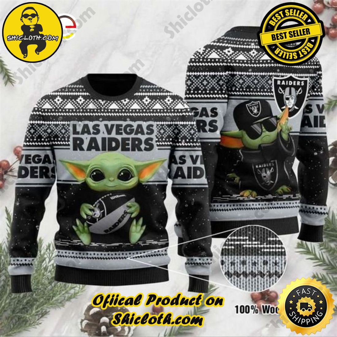 Las Vegas Raiders Christmas Reindeer Ugly Christmas Sweater