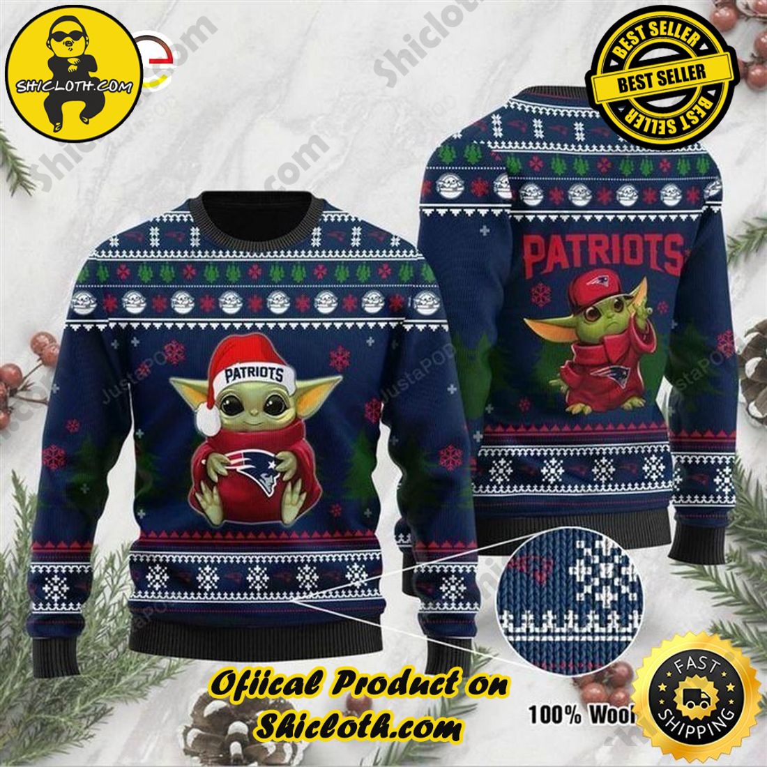 Kansas City Chiefs Cute Baby Yoda Grogu Holiday Party Ugly Christmas Sweater  –