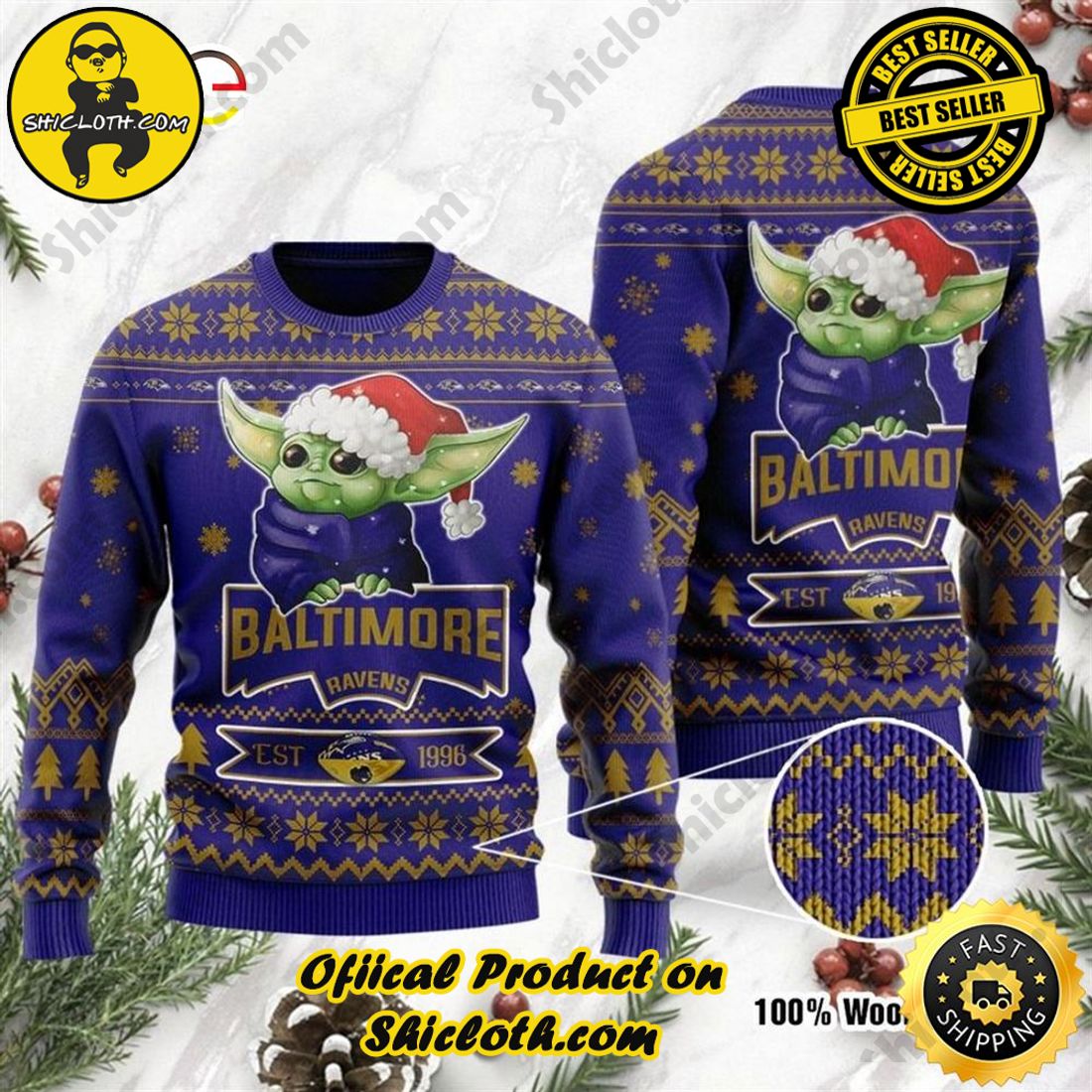 Baltimore Ravens Dab Santa Ugly Christmas Sweater - Banantees