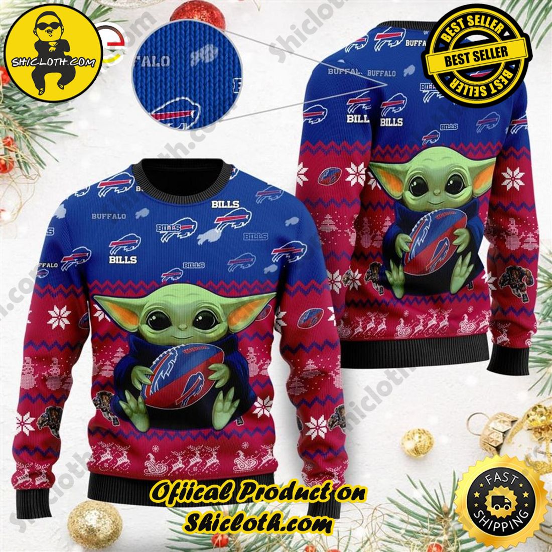 NFL Buffalo Bills Groot Hug Christmas Ugly 3D Sweater For Men And