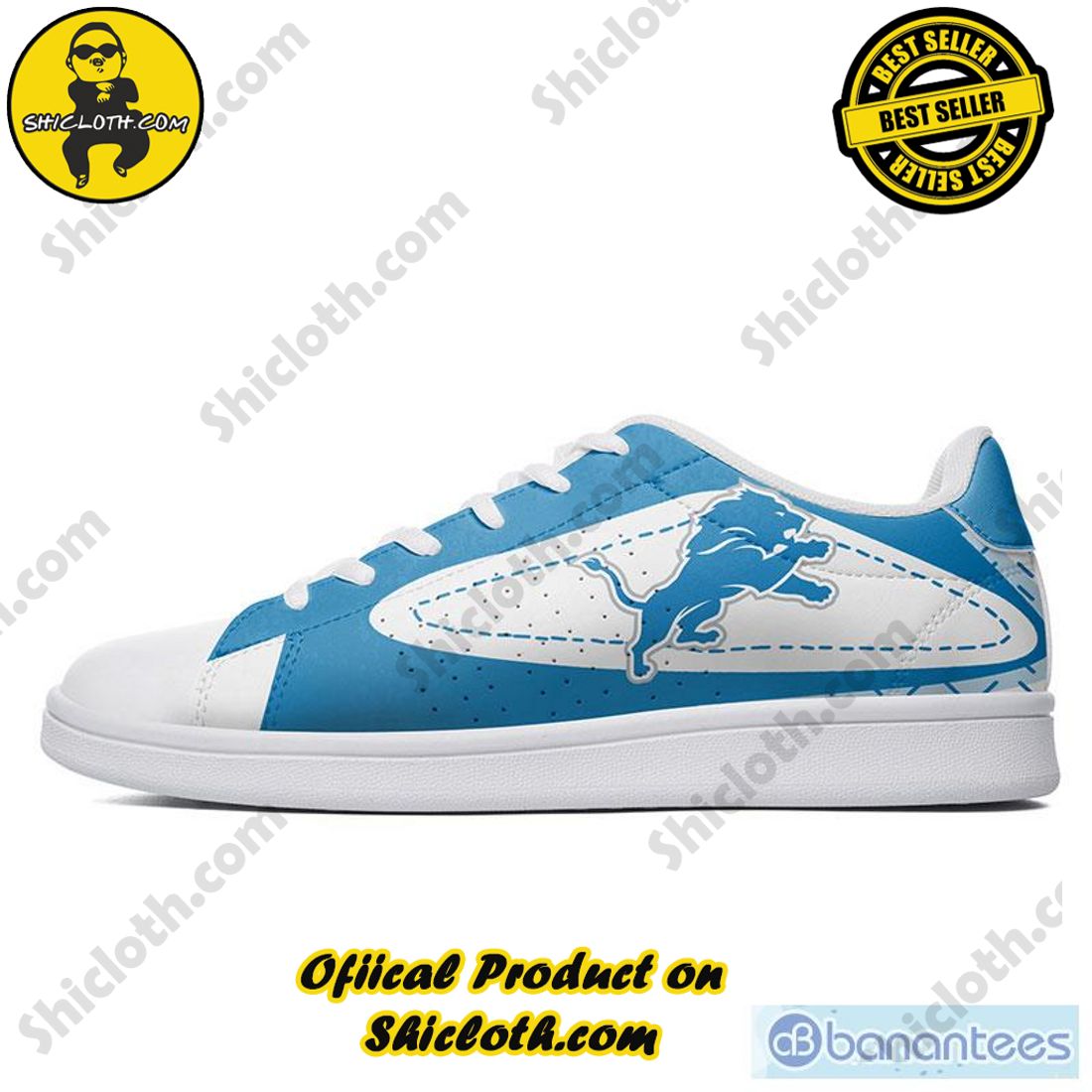 NFL Detroit Lions Adidas Stan Smith Shoes Shicloth