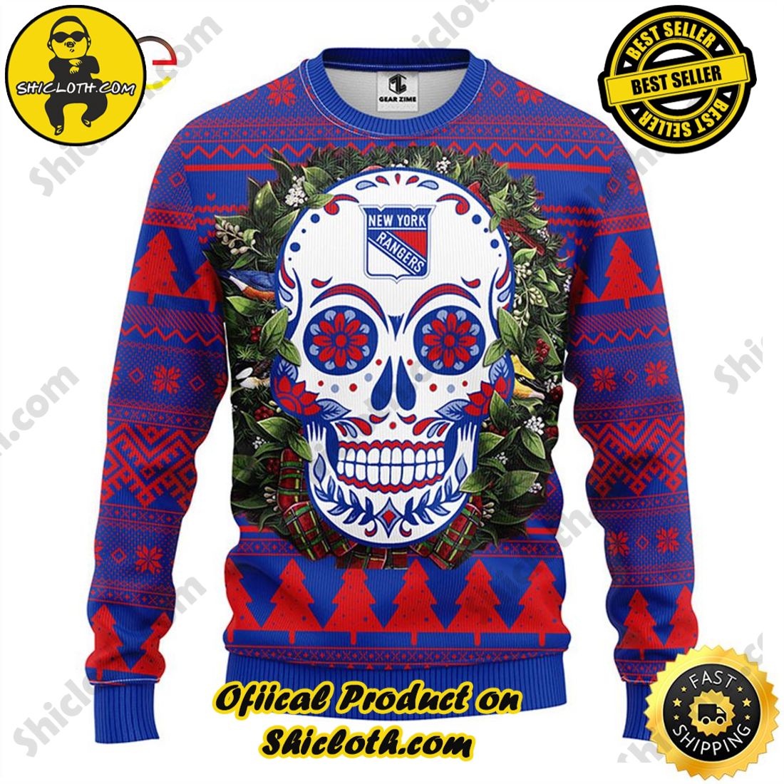 NFL New York Islanders Skull Ugly Sweater - Shicloth