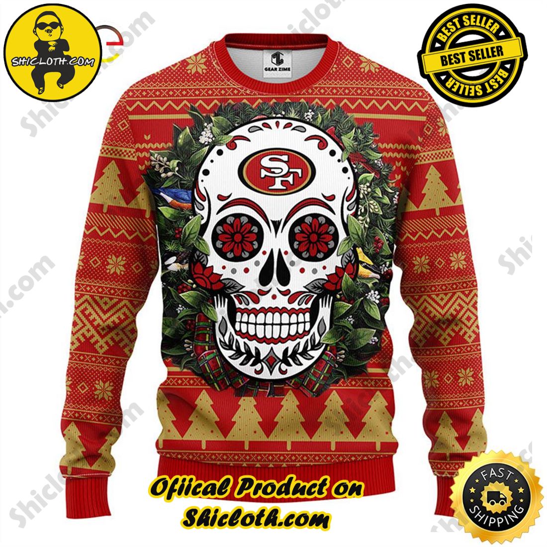 Los Angeles Dodgers Skull Flower Ugly Christmas Ugly Sweater