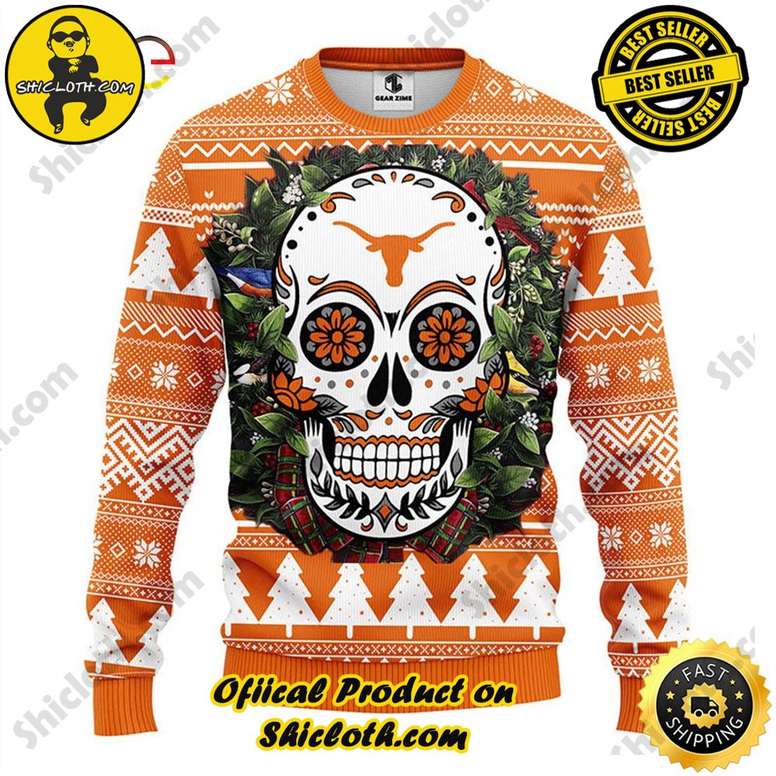 NFL New York Jets Skull Flower Ugly Christmas Ugly Sweater