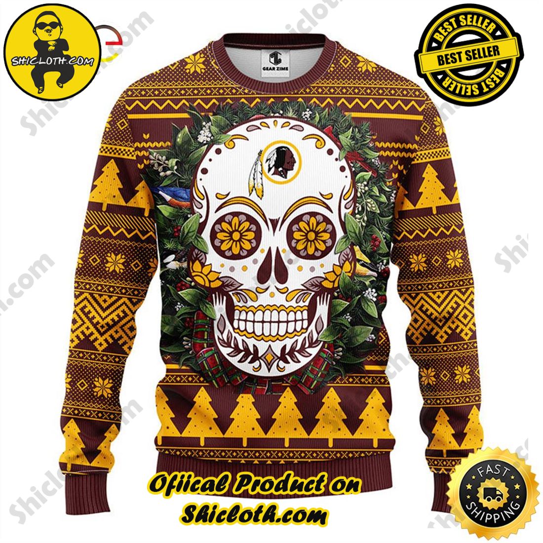 Washington Redskins Snowflakes Pattern Ugly Christmas Sweater