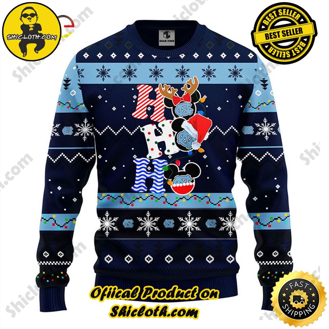 Christmas Bestseller: Sweaters from Shiclothshop 1 North Carolina Tar Heels Hohoho Mickey Christmas Ugly Sweater