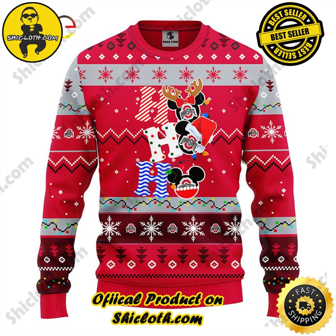 Christmas Bestseller: Sweaters from Shiclothshop 3 Ohio State Buckeyes Hohoho Mickey Christmas Ugly Sweater