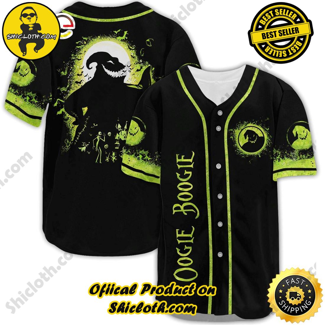 Shicloth's All-Star Baseball Jersey Shirt Collection 16 Oogie Boogie Baseball Jersey