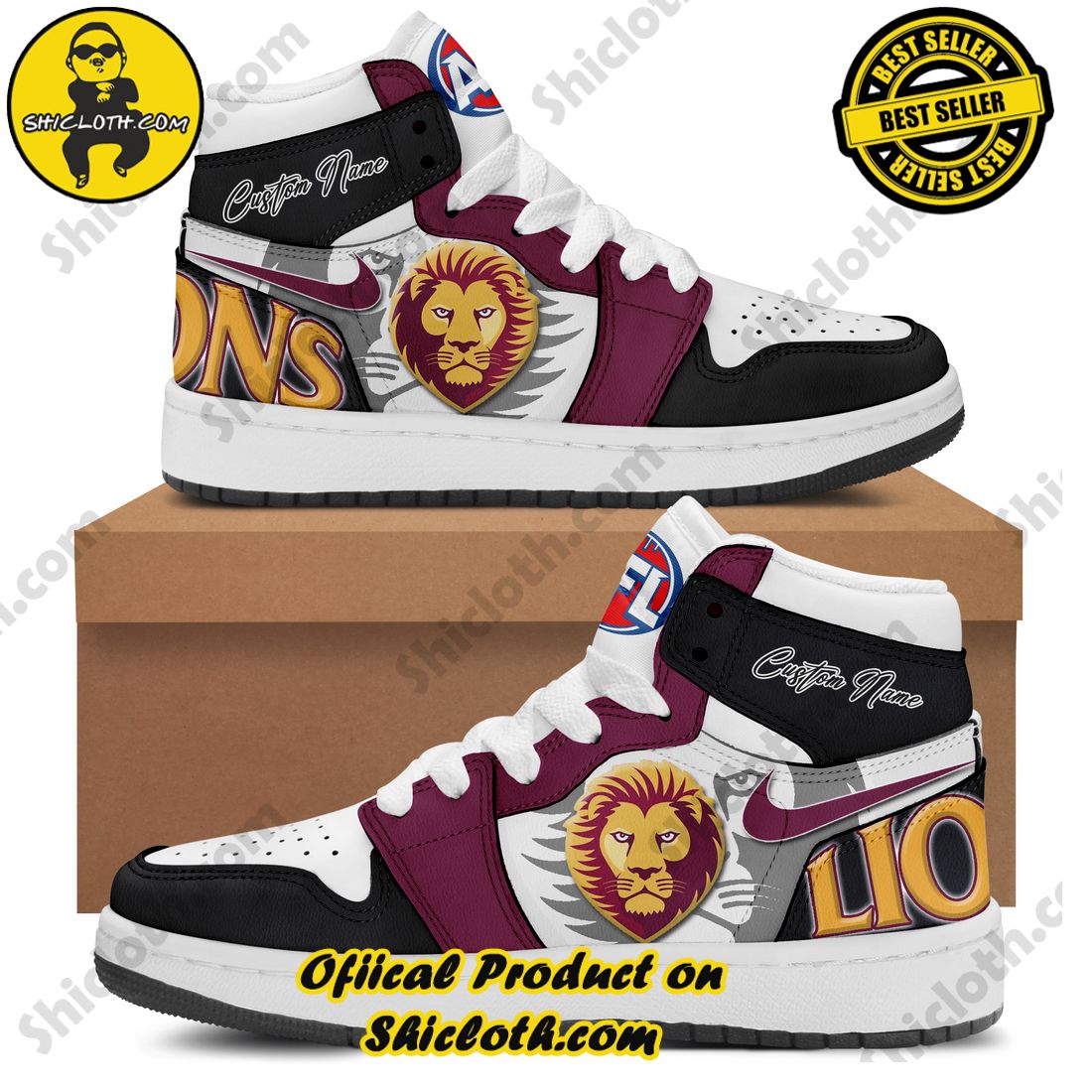 Personalized AFL Brisbane Lions Nike Air Jordan 1 Sneakers