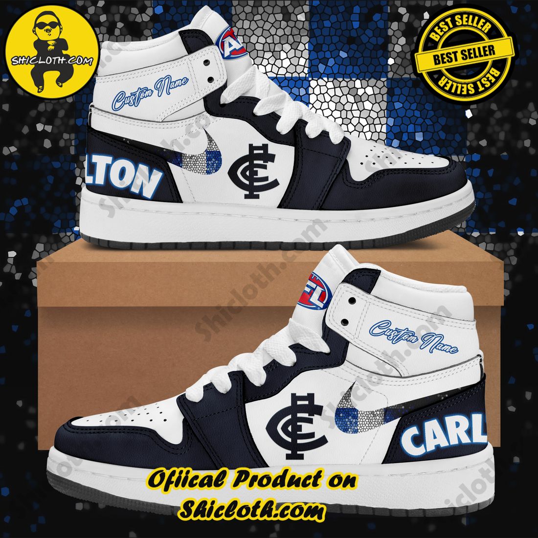 Personalized AFL Carlton Blues Nike Air Jordan 1 Sneakers
