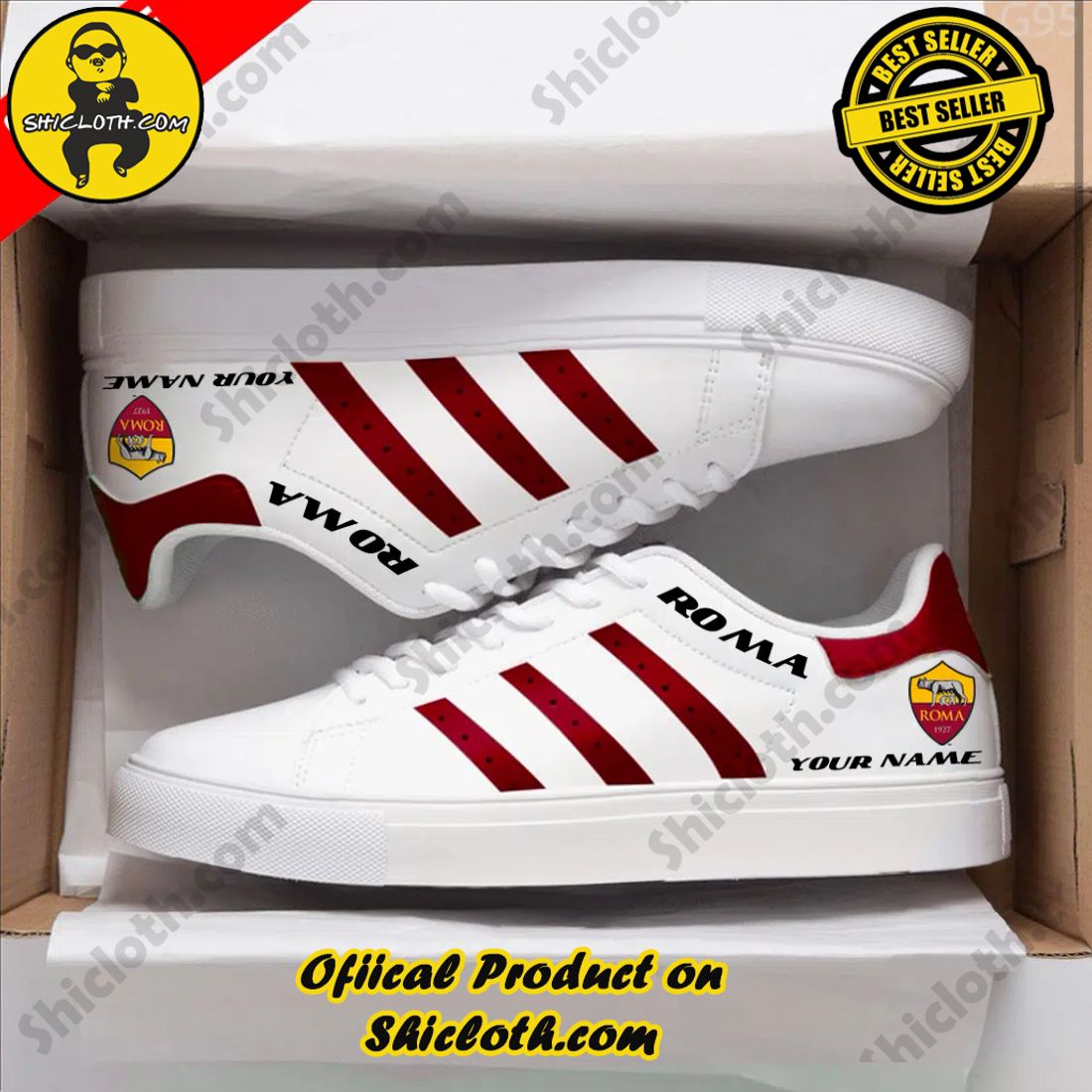 Best Seller: Shiclothshop's Stan Smith Shoes 3 Personalized As Roma Seria A Adidas Stan Smith Low Top Shoes