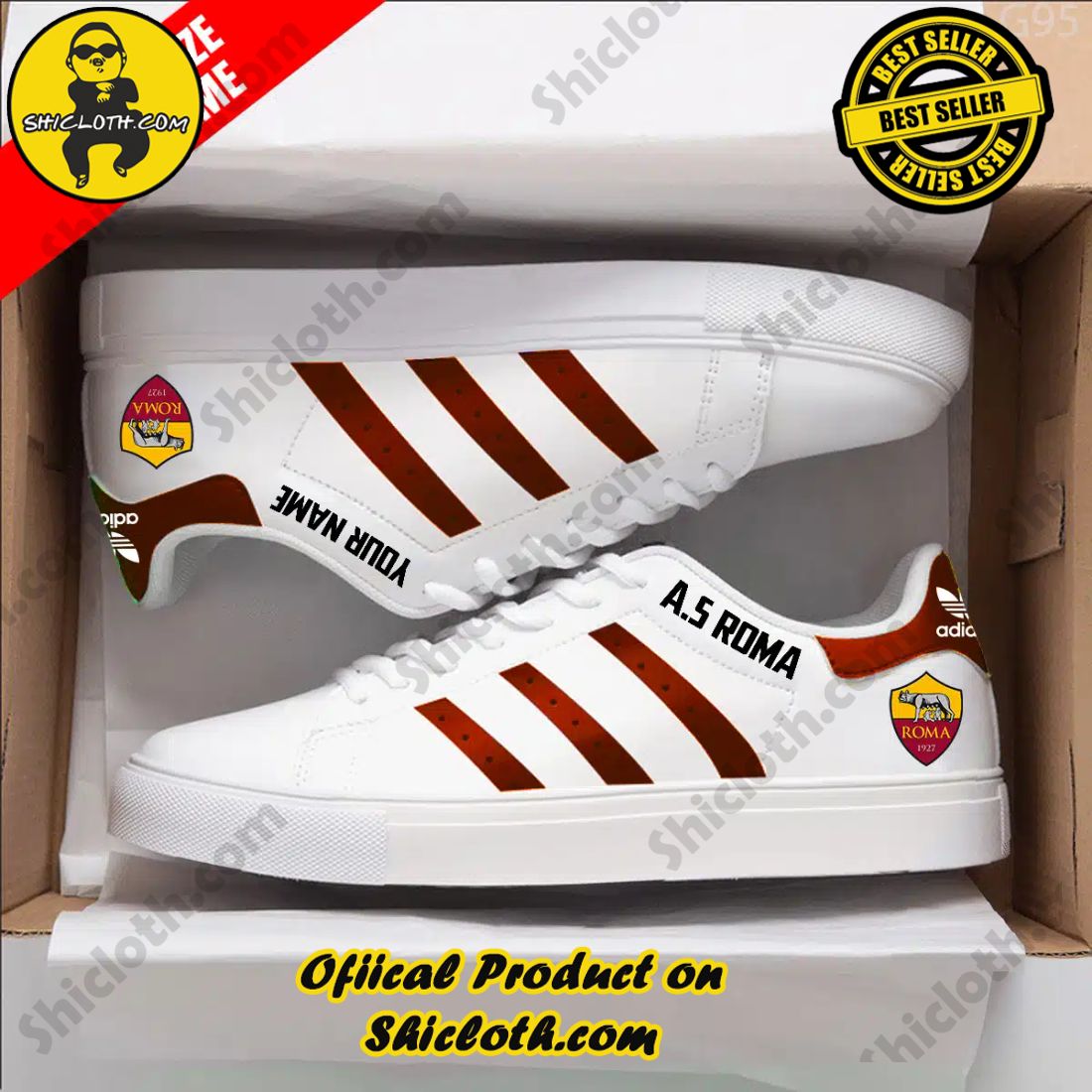 Best Seller: Shiclothshop's Stan Smith Shoes 4 Personalized As Roma Seria A Adidas Stan Smith Low Top Shoes Style 1