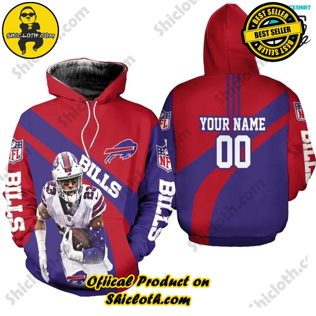 Personalized Buffalo Bills NFL Legend Player 3D Hoodie